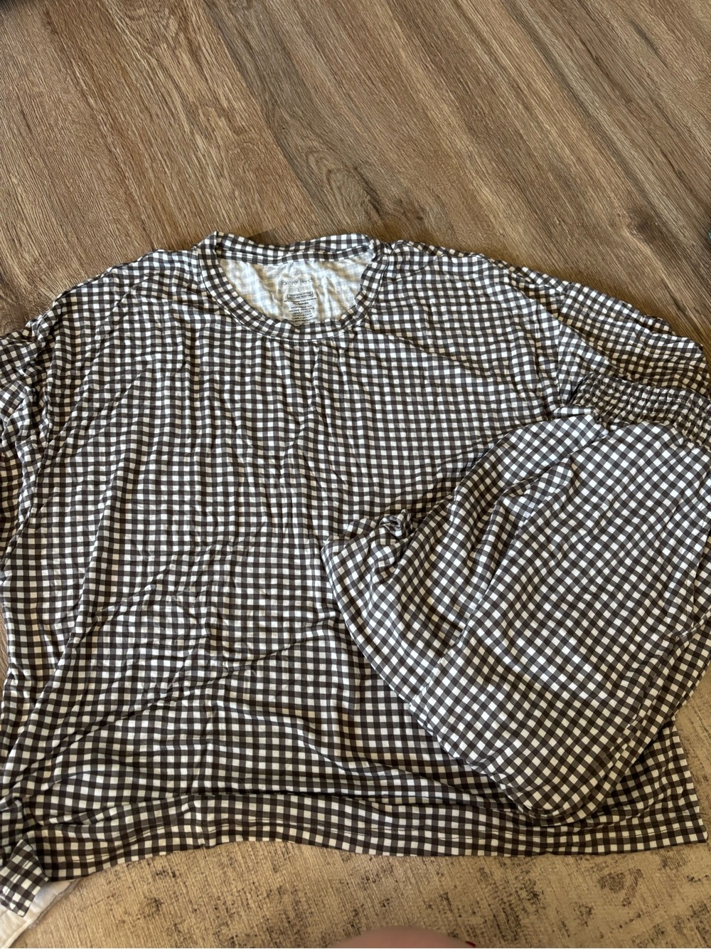 Gingham Sleep Top Set in Brown & White - Women's Intimates